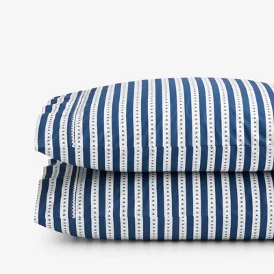 The Company Store Mini-prints Garment Washed Cotton Percale Pillowcase Set In Blue/white