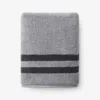 The Company Store Mirage Aegean Cotton Reversible Stripe Bath Towel In Gray