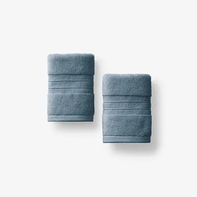 The Company Store Mirage Aegean Cotton Washcloths, Set Of 2 In Smoky Blue