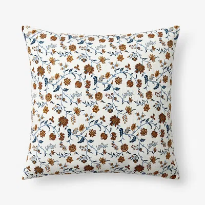 The Company Store Misha Floral Decorative Square Pillow Cover In Blue/brown/white