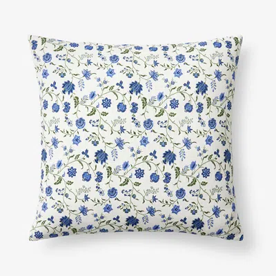 The Company Store Misha Floral Decorative Square Pillow Cover In Blue/white
