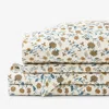The Company Store Misha Floral Premium Smooth Sateen Bed Sheet Set In Blue/brown/ivory