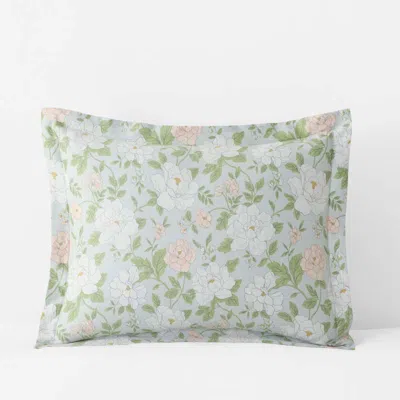 The Company Store Misty Meadow Cluster Reversible Classic Smooth Sateen Sham In Gray/green/pink