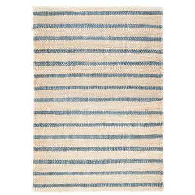 The Company Store Moana Stripe Handwoven Jute Rug In Beige/blue
