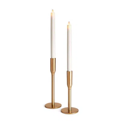 The Company Store Modern Taper Candlestick Holder, Set Of 2 In Yellow