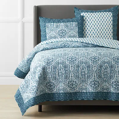 The Company Store Mona Reversible Quilt In Blue/white