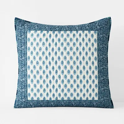 The Company Store Mona Reversible Quilted Sham In Blue/white
