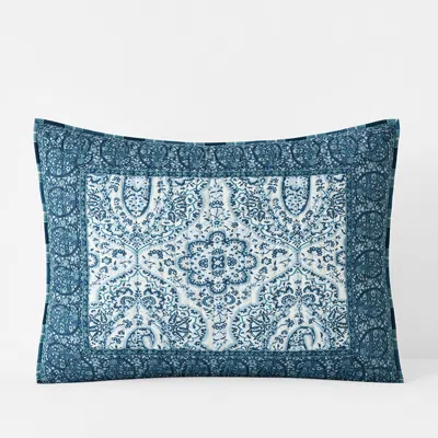 The Company Store Mona Reversible Quilted Sham In Blue/white