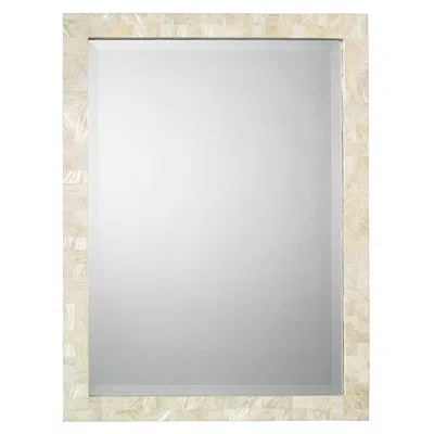 The Company Store Mother-of-pearl Rectangular Mirror In Beige/white