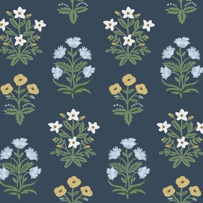 The Company Store Mughal Rose Traditional Wallpaper In Blue