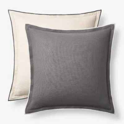 The Company Store Multicolored With Flange Reversible Decorative Square Pillow Cover In Gray