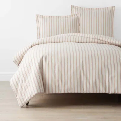 The Company Store Narrow Stripe Classic Cool Cotton Percale Bed Duvet Cover In Multi