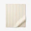 The Company Store Narrow Stripe Classic Cool Cotton Percale Flat Bed Sheet In White/yellow