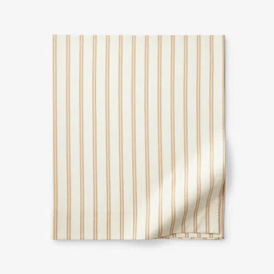 The Company Store Narrow Stripe Classic Cool Cotton Percale Flat Bed Sheet In White/yellow