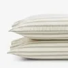 The Company Store Narrow Stripe Classic Cool Cotton Percale Pillowcase Set In Green/white