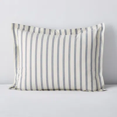 The Company Store Narrow Stripe Classic Cool Cotton Percale Sham In Blue
