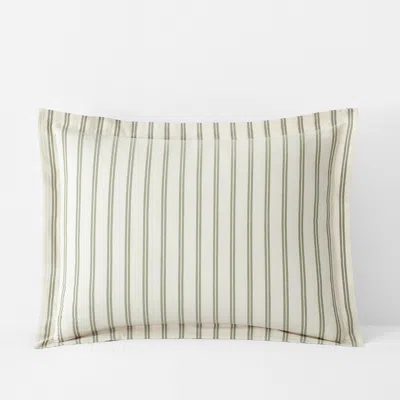 The Company Store Narrow Stripe Classic Cool Cotton Percale Sham In Neutral