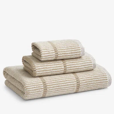 The Company Store Narrow Stripe Reversible Cotton Bath Sheet In Beige