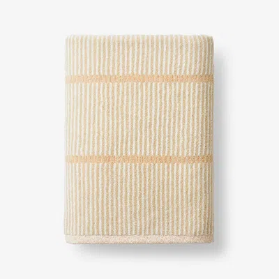 The Company Store Narrow Stripe Reversible Cotton Bath Sheet In Orange/coral