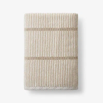 The Company Store Narrow Stripe Reversible Cotton Bath Towel In Beige