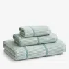 The Company Store Narrow Stripe Reversible Cotton Bath Towel In Green/teal/turquoise Blue