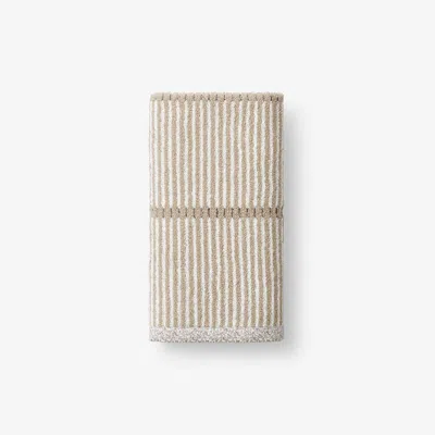 The Company Store Narrow Stripe Reversible Cotton Hand Towel In Beige