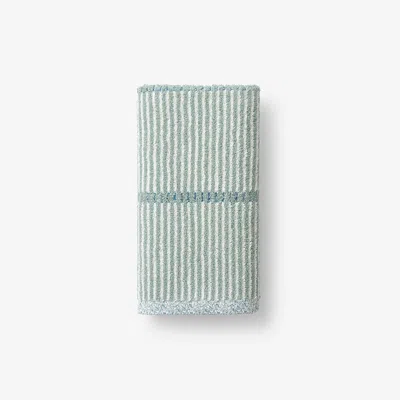 The Company Store Narrow Stripe Reversible Cotton Hand Towel In Green/teal/turquoise Blue