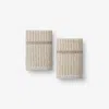 The Company Store Narrow Stripe Reversible Cotton Washcloths, Set Of 2 In Beige