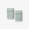 The Company Store Narrow Stripe Reversible Cotton Washcloths, Set Of 2 In Green/teal/turquoise Blue
