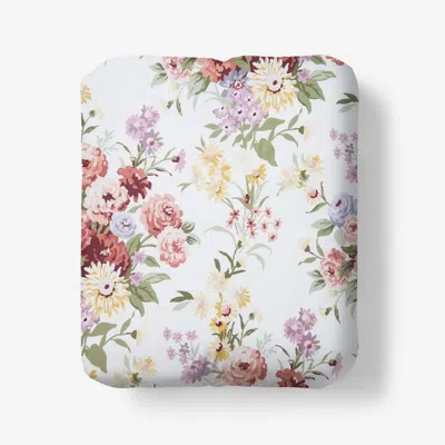 The Company Store Nature's Bouquet Classic Smooth Sateen Fitted Bed Sheet In White