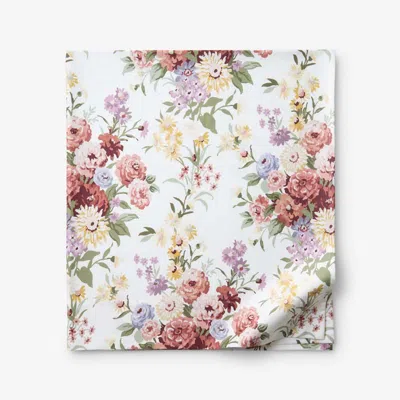 The Company Store Nature's Bouquet Classic Smooth Sateen Flat Bed Sheet In Purple/red