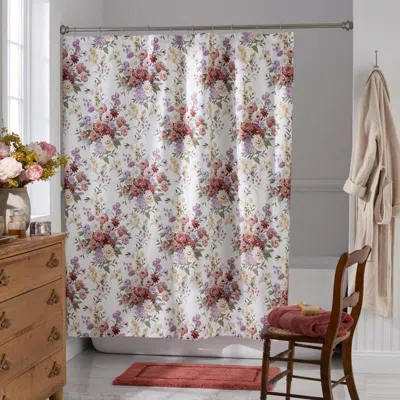 The Company Store Nature's Bouquet Classic Smooth Sateen Shower Curtain In White