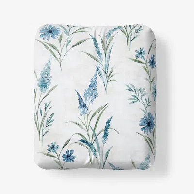 The Company Store Nature's Vine Classic Smooth Sateen Fitted Bed Sheet In Blue/white
