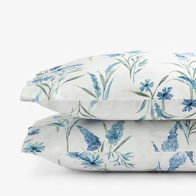 The Company Store Nature's Vine Classic Smooth Sateen Pillowcase Set In Blue/white