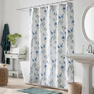 The Company Store Nature's Vine Classic Smooth Sateen Shower Curtain In Blue/white