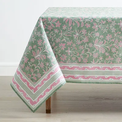 The Company Store Navya & Gulab Tablecloth In Green/pink