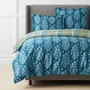 The Company Store Nawab Floral Premium Smooth Sateen Reversible Duvet Cover In Blue/green/teal