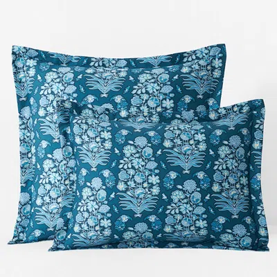 The Company Store Nawab Floral Premium Smooth Sateen Reversible Sham In Blue