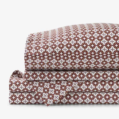 The Company Store Nora Classic Cool Cotton Percale Bed Sheet Set In Brown/red