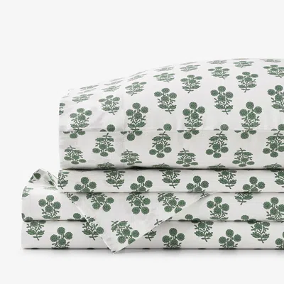The Company Store Nora Classic Cool Cotton Percale Bed Sheet Set In Green