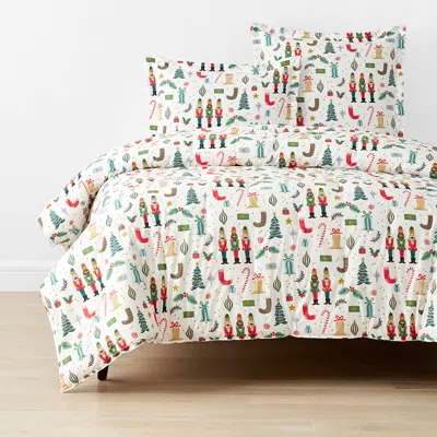 The Company Store Nutcracker Classic Cool Cotton Percale Comforter In Ivory/red