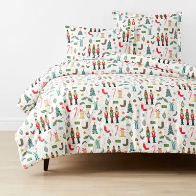 The Company Store Nutcracker Classic Cool Cotton Percale Duvet Cover In Ivory/red