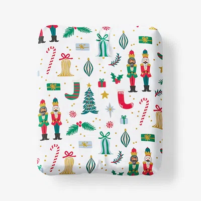 The Company Store Nutcracker Classic Cool Cotton Percale Fitted Bed Sheet In Ivory/red