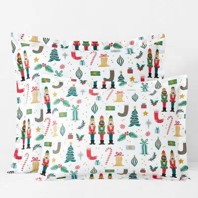 The Company Store Nutcracker Classic Cool Cotton Percale Sham In Ivory/red