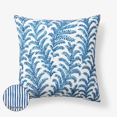 The Company Store Outdoor Printed Reversible Decorative Square Pillow In Blue