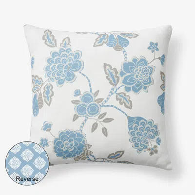 The Company Store Outdoor Printed Reversible Decorative Square Pillow In Blue