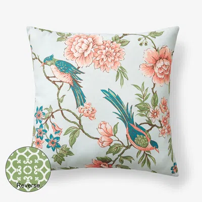 The Company Store Outdoor Printed Reversible Decorative Square Pillow In Blue/green/pink