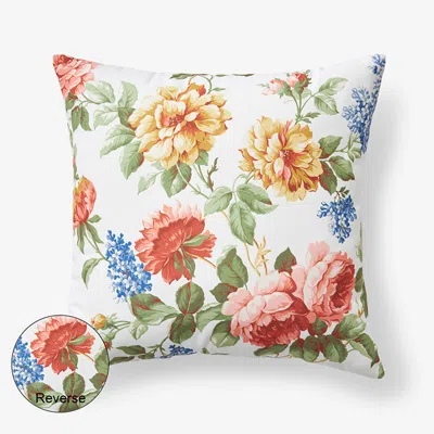 The Company Store Outdoor Printed Reversible Decorative Square Pillow In Green/pink
