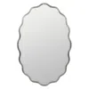 The Company Store Oval Scalloped Metal Frame Wall Mirror In Gray