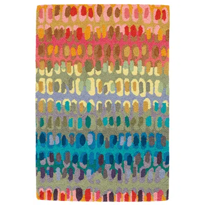The Company Store Paint Chip Hand Hooked Wool Rug In Blue/orange/coral